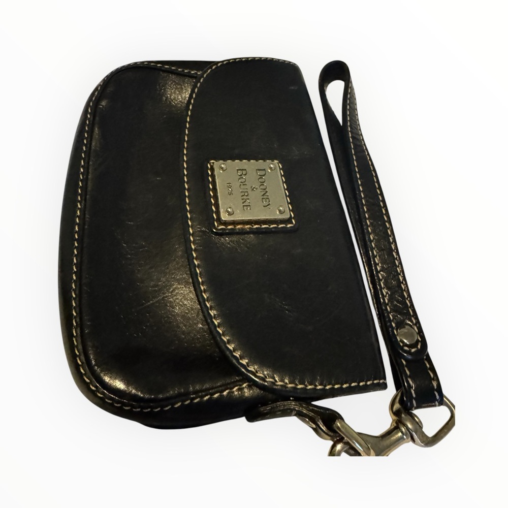 Dooney & Bourke Black Leather Clutch with Wrist Strap - Picture 2 of 4